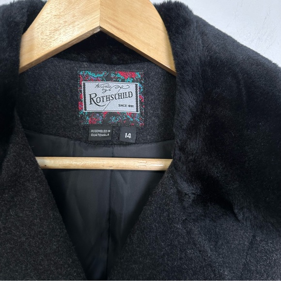 Rothschild Girls Charcoal Wool Fur Collar PeaCoat Size 14 - Picture 3 of 10
